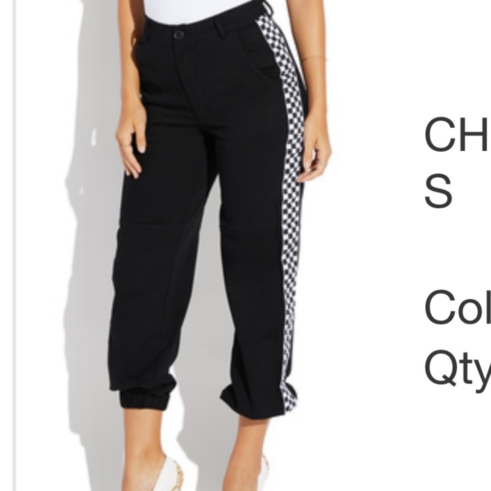 Black checkered pants